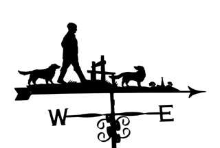 Man two dogs and stile weathervane